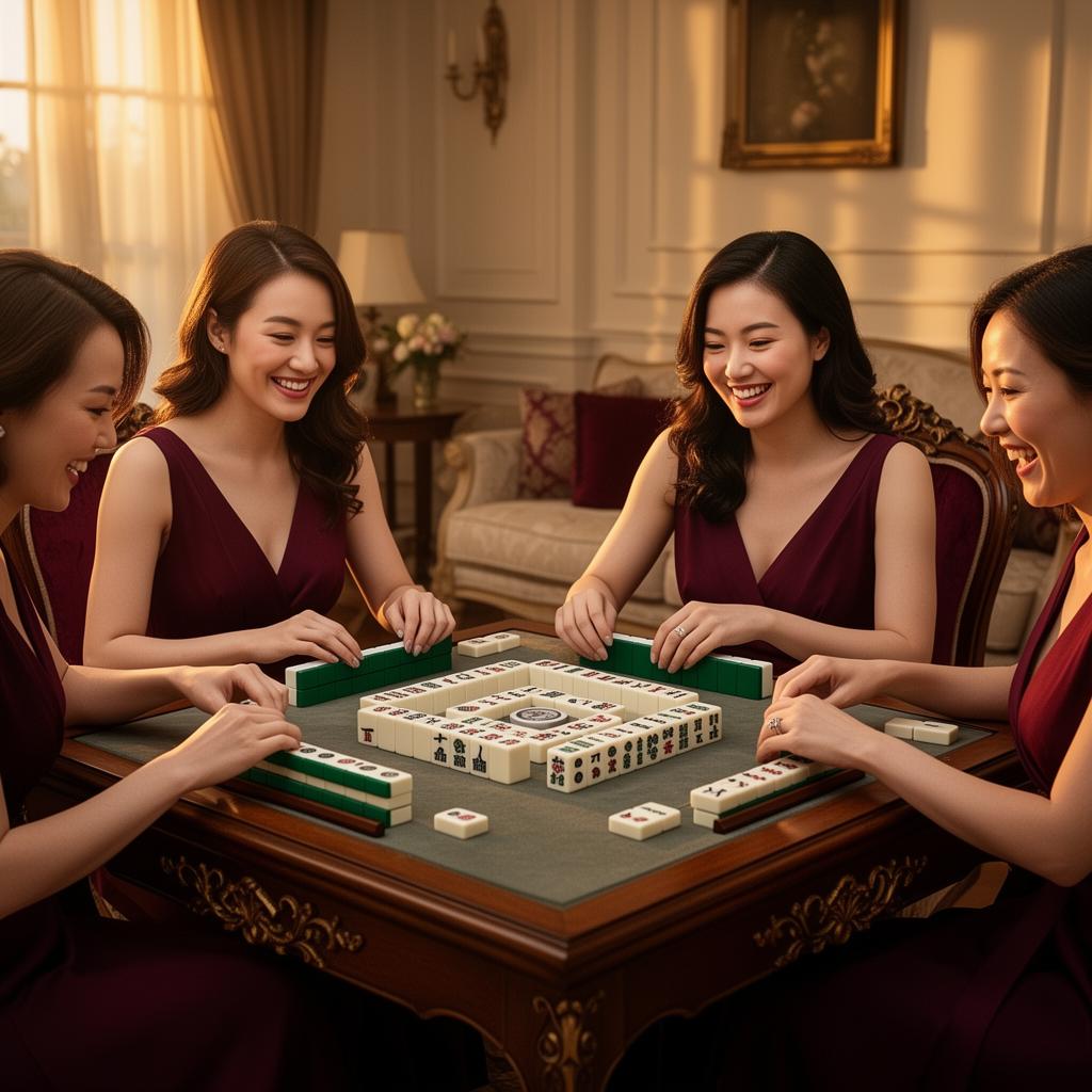 Friends learning Mahjong together at a candlelit table